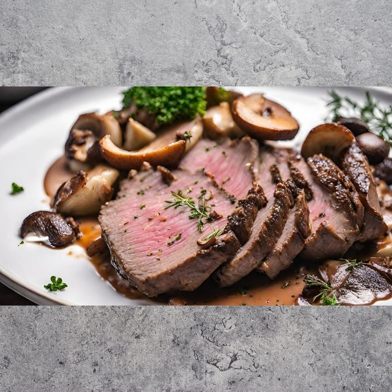 Wildes Vergnügen - Hirschbraten mit Pilzrahmsauce - kumitzbervg.com